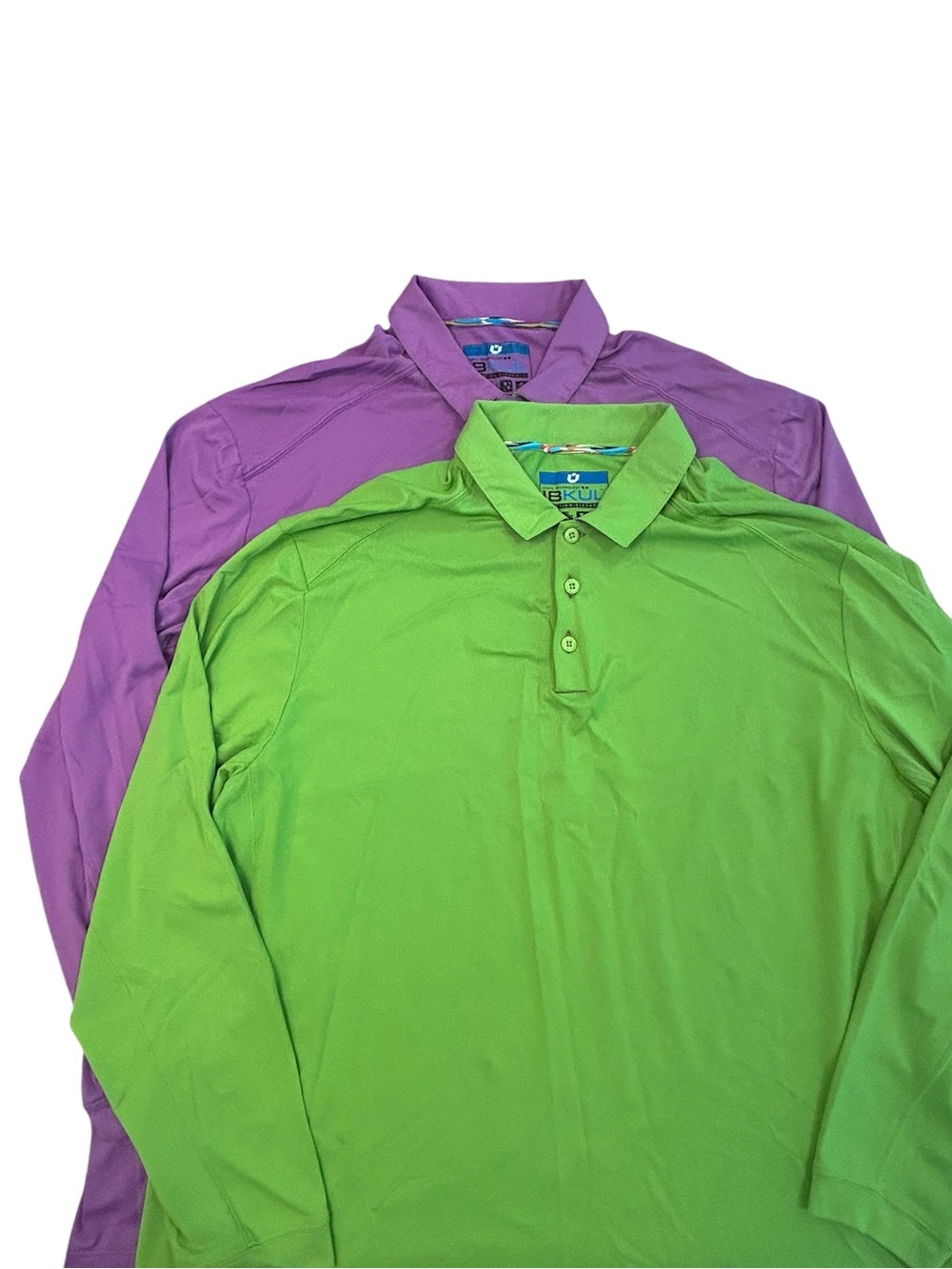 LOT OF 2 IBKUL Icefil Wicking Cooling Performance Long Sleeve Polo Shirts XXL